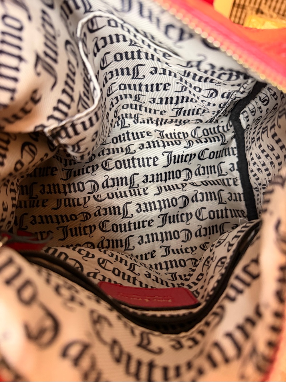 Juicy Couture Red Embossed Logo Charm Satchel Crossbody Bowler Bag - Picture 8 of 8